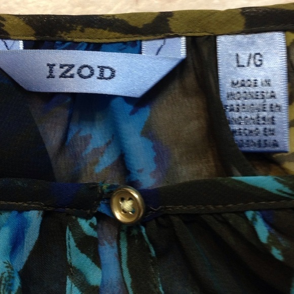 𝅺*IZOD Blue Hi Lo Sheer Top L - Picture 4 of 4